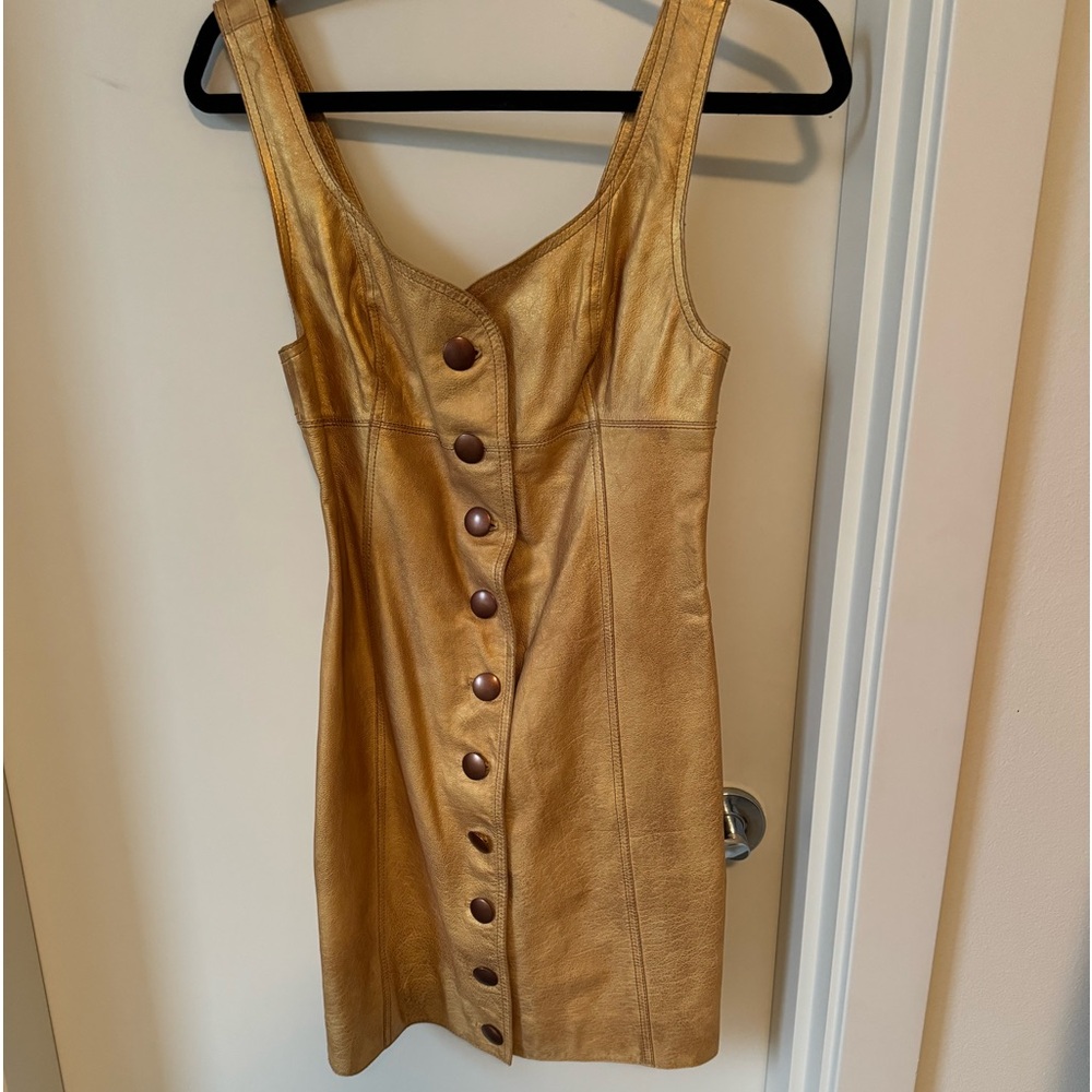 Gold leather free people dress